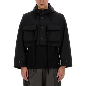 AIE Men's Hooded Anorak Jacket with Cargo Pockets Men BLACK Outerwear